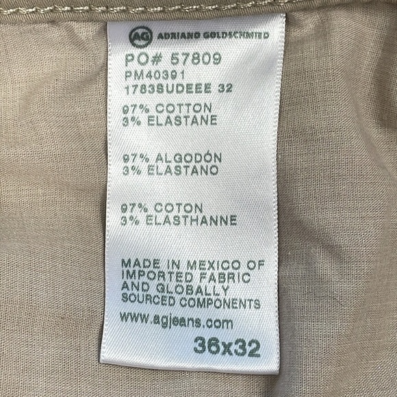 AG Adriano Goldschmied Tellis Modern Slim Jeans Khaki Cream Beige Sz 36x32 - Picture 13 of 13